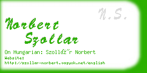 norbert szollar business card